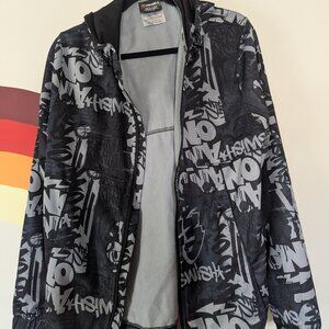 And1 Black and Grey Men's Jumpshot Graffiti zip-up jacket - Size M